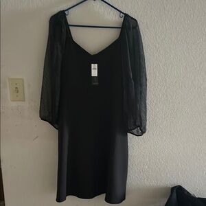 Banana Republic Black Dress with Sheer Sleeves